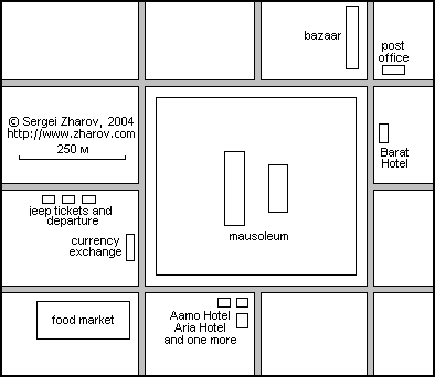 A rough map of Mazar-i-Sharif city center.