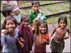 Children at train station