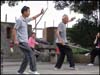 Wushu men with swords