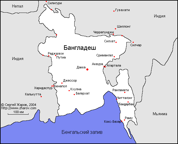Карта Бангладеш.