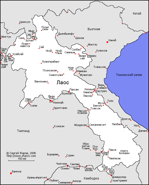 Карта Лаоса.