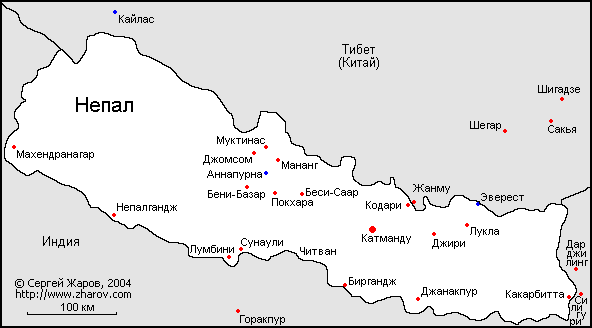 Карта Непала.