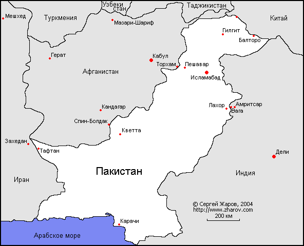 Карта Пакистана.