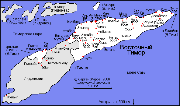 Карта Восточного Тимора.